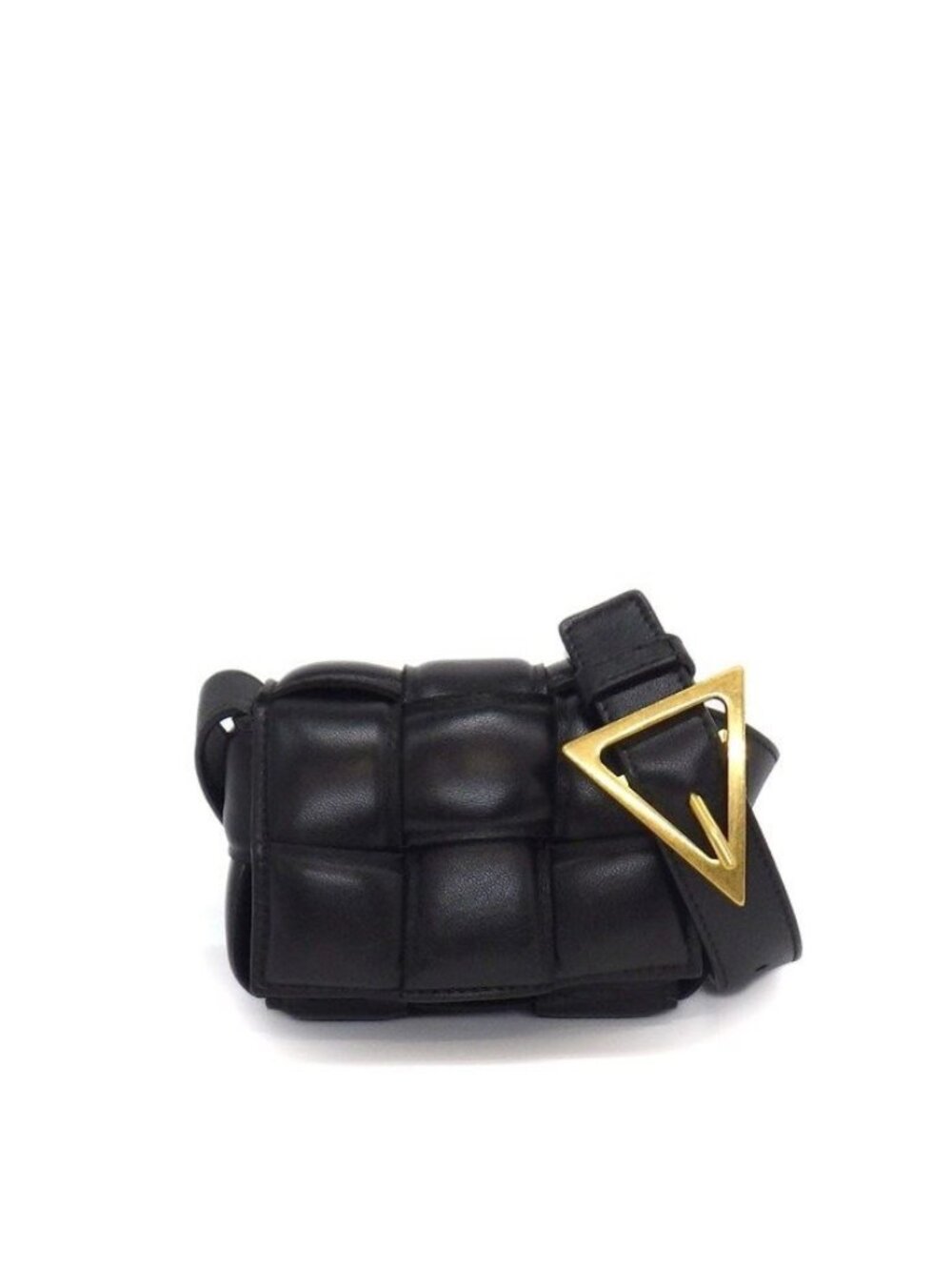Bottega Veneta Shoulder Bag Candy Padded Cassette Black Lambskin Gold